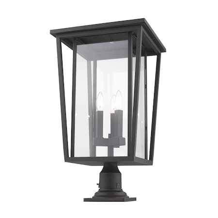 Z-Lite Seoul 3 Light Outdoor Pier Mounted Fixture, Oil Rubbed Bronze & Clear 571PHXLR-533PM-ORB